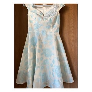 Elegant Blue Floral Womens Dress